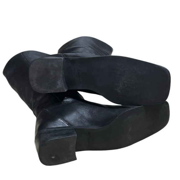 Naturalizer Womens 8M Boots Mid Calf Pull On Square Toe Leather Black 885N41 - Picture 7 of 11